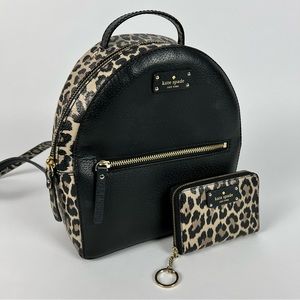 Gently Used Kate Spade Leopard Sammi Leopard Backpack and Matching Wallet